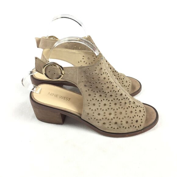 Nine West Perforated Open Toe Low Ankle Booties - Picture 1 of 9